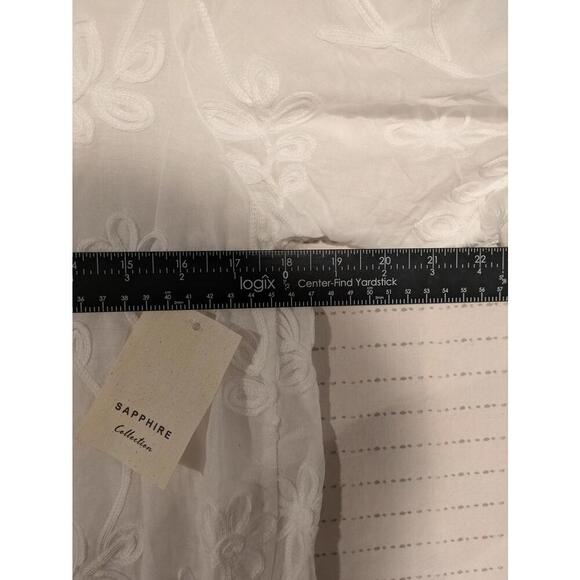 Sapphire Collection Embroidered White Blouse Womens Small Floral - Picture 10 of 12